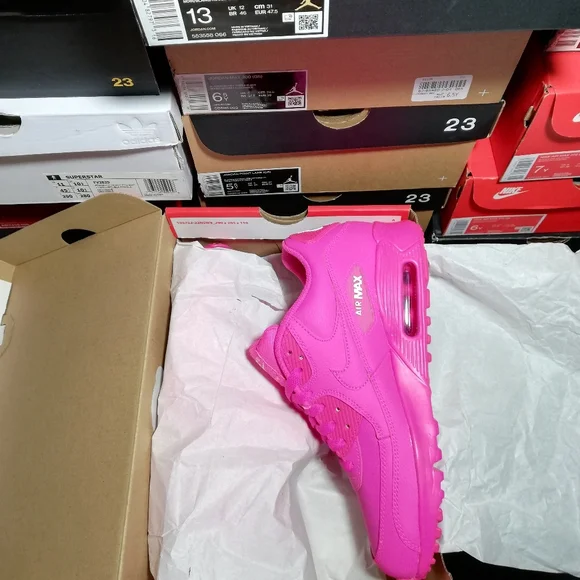NIKE AIR MAX 90S PREMIUM PINK/FUCHSIA WOMEN'S US SIZE 6.5 NEW IN BOX - Picture 11 of 15